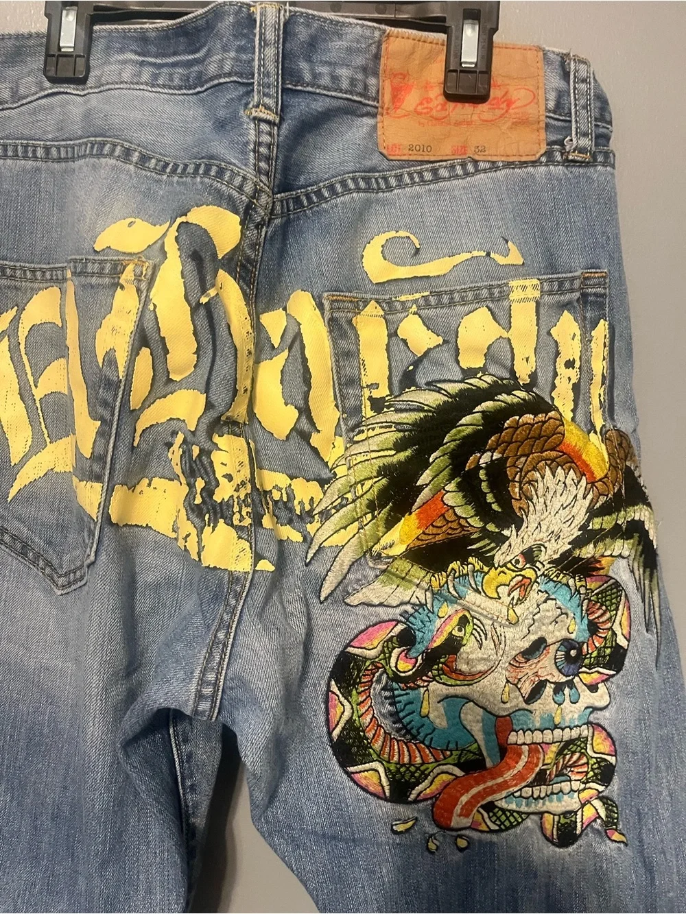 Ed Hardy Men's Light Blue Relaxed Denim Jeans